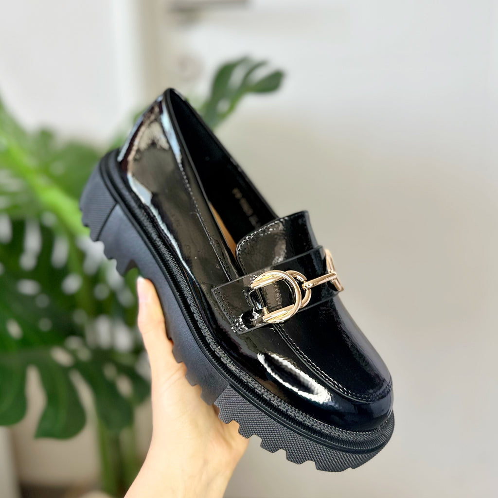 Mocasín Mujer Charol Negro