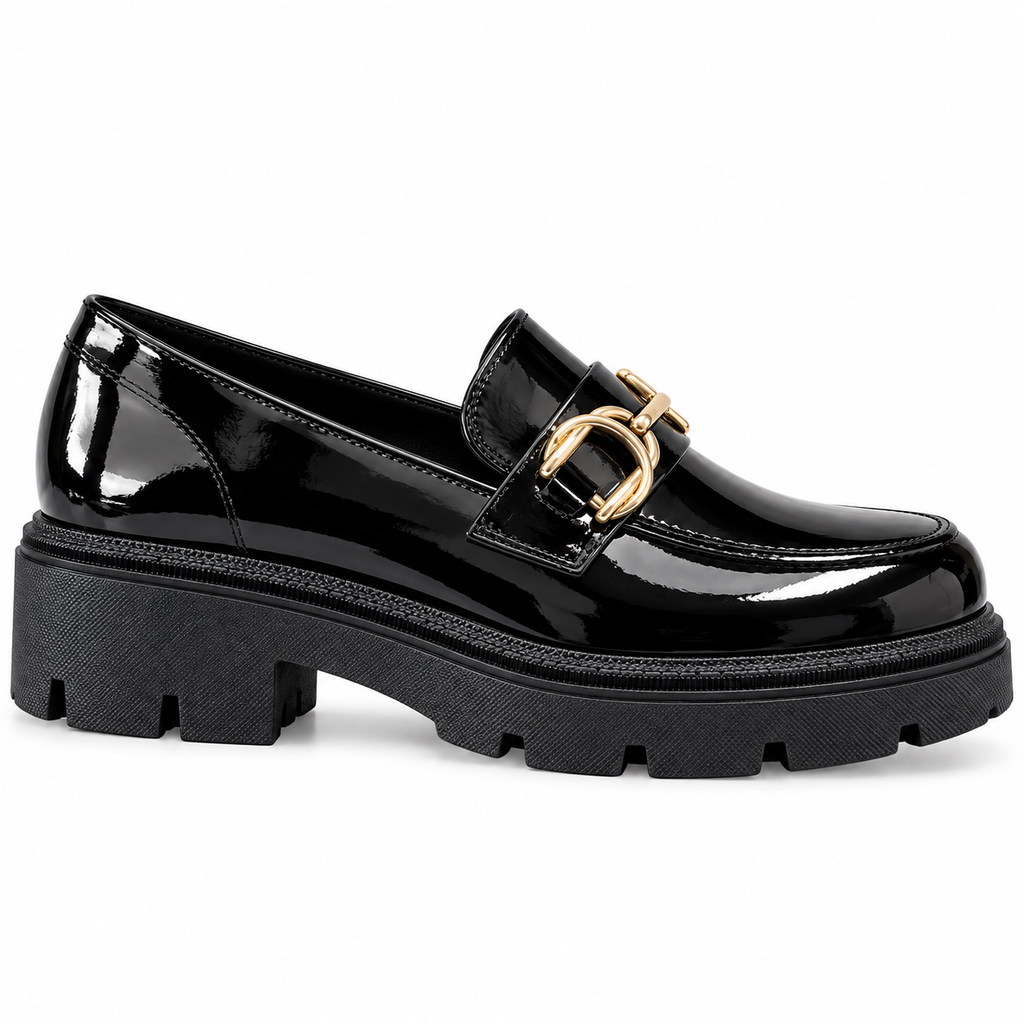 Mocasín Mujer Charol Negro