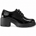 Zapato Oxford Mujer Negro Charol con Taco y Suela Track