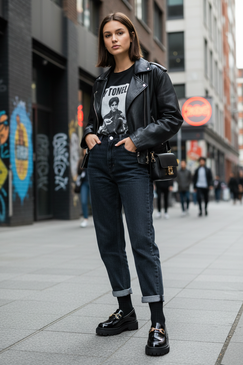 Mocasín Mujer Charol Negro