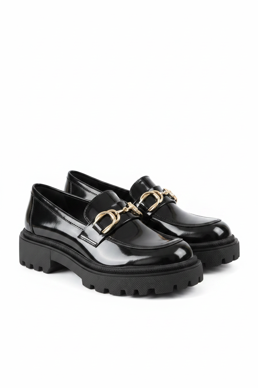 Mocasín Mujer Charol Negro