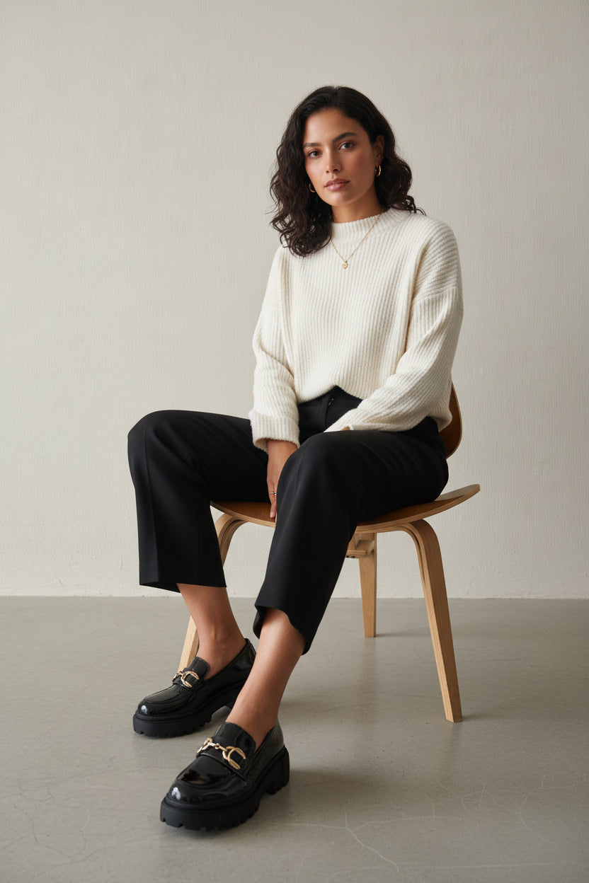 Mocasín Mujer Charol Negro