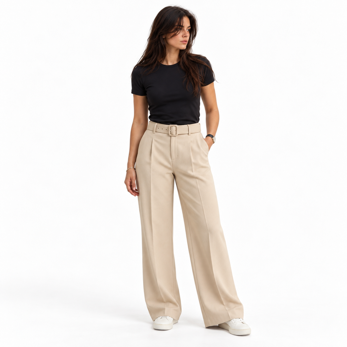 Pantalón de vestir Wide leg con cinturón