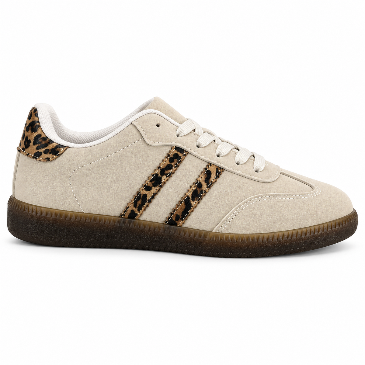 Zapatilla beige con detalles de leopardo